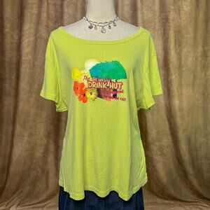 Vintage Y2K Graphic T-Shirt High Tide Drink Hut Tropical Oversized Green Hawaii
